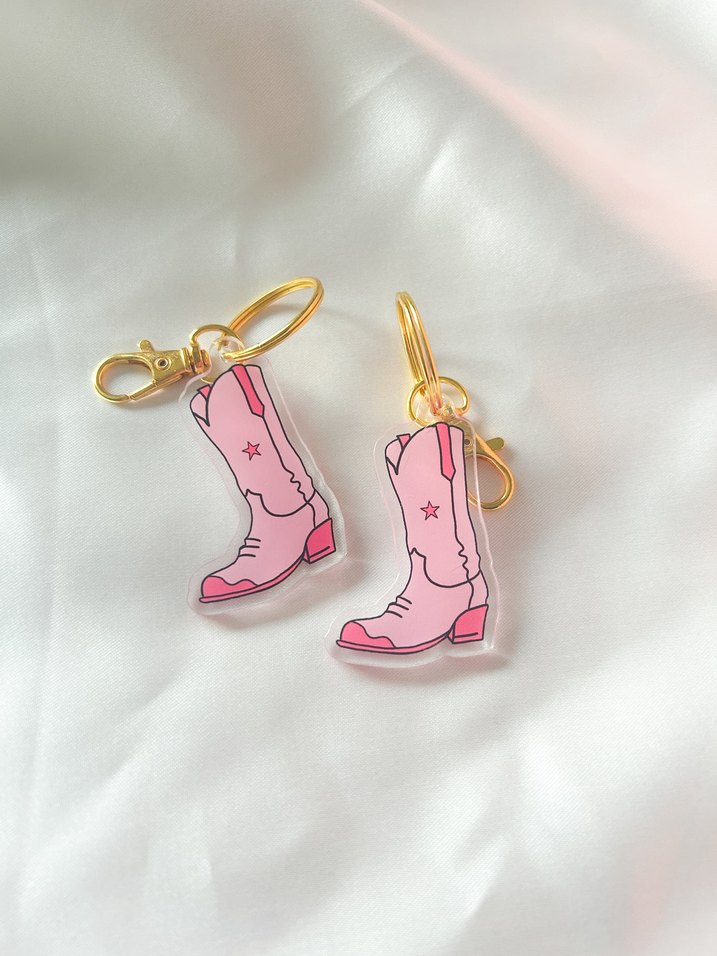 Pink Cowgirl Boot Keychain