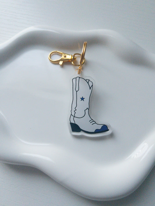 Blue Cowgirl Boot Keychain